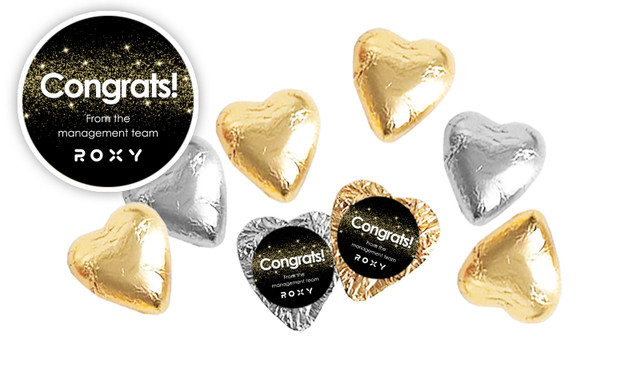 Gold Dust Congratulations Personalised Chocolate Hearts
