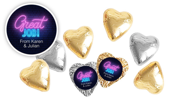 Neon Congratulations Personalised Chocolate Hearts