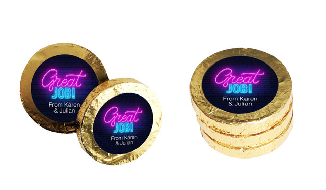 Neon Congratulations Chocolate Coins (Gold Or Silver)
