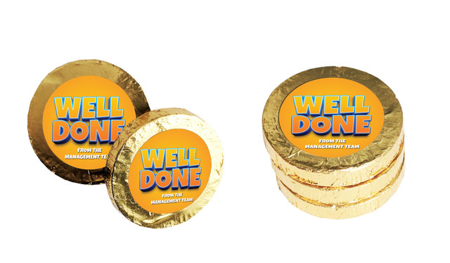 Big Orange Congratulations Chocolate Coins (Gold Or Silver)