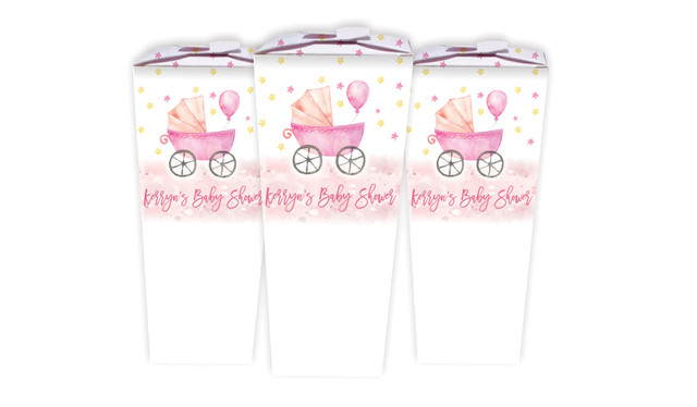 Pram Pink Baby Shower Personalised Chocaboxes