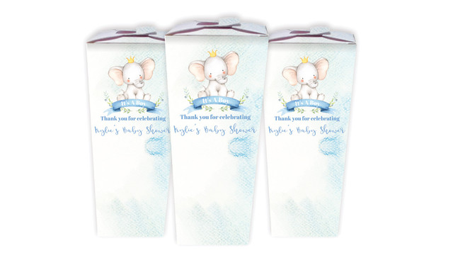Sitting Elephant Blue Baby Shower Personalised Chocaboxes