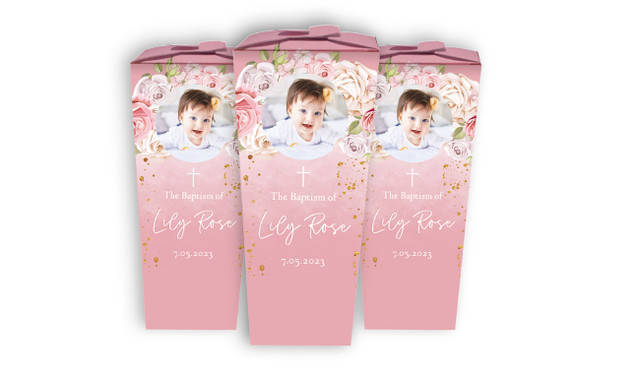 Pink Roses Christening Personalised Chocaboxes