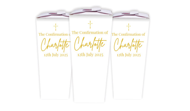 Modern White and Gold Confirmation Personalised Chocaboxes