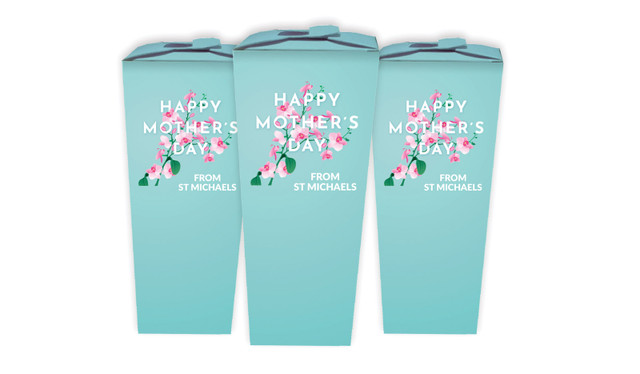 Pink Blooms On Aqua Mothers Day Personalised Chocaboxes