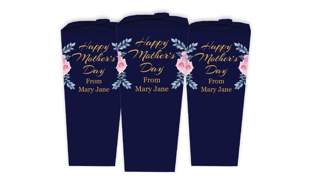 Pink Roses On Navy Mothers Day Personalised Chocaboxes
