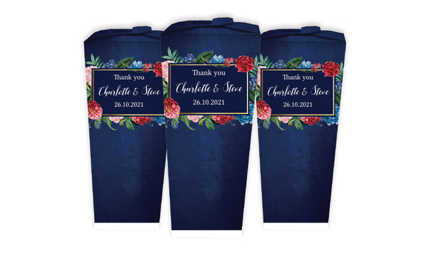 Floral Frame On Navy Wedding Personalised Chocaboxes