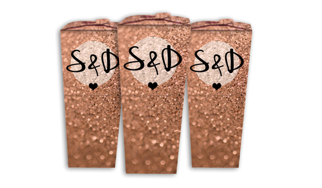 Glitter Rose Gold Wedding Personalised Chocaboxes