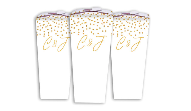 Gold Confetti On White Wedding Personalised Chocaboxes