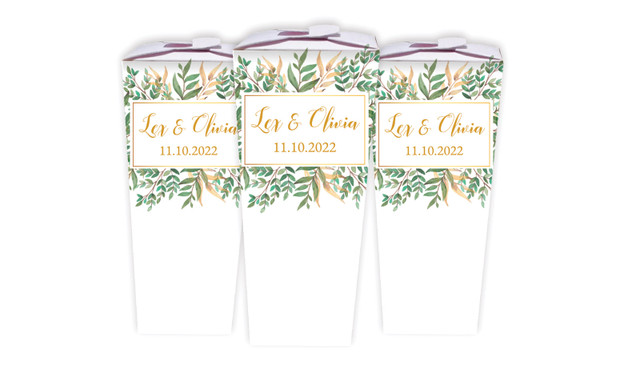 Leaves On Gold Wedding Personalised Chocaboxes