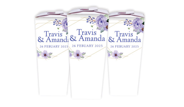 Violets On Gold Frame Wedding Personalised Chocaboxes