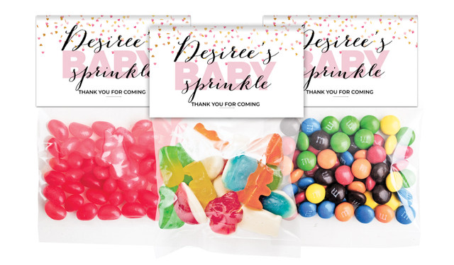 Sprinkle Confetti Baby Shower Personalised Lolly Bag With Topper