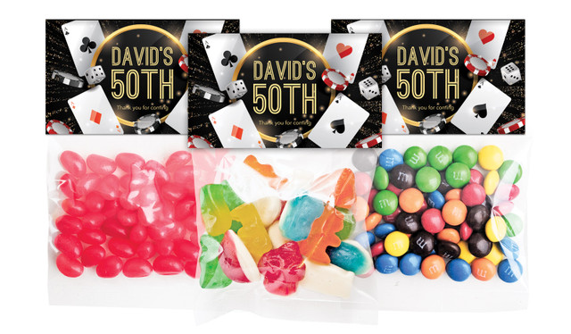 Casino Personalised Lolly Bag With Topper
