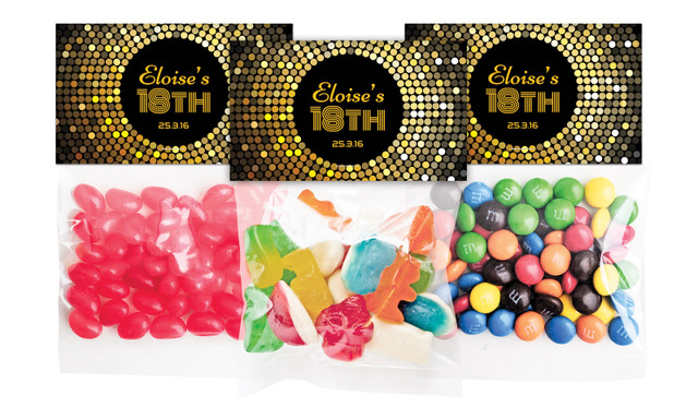 Disco Gold Personalised Lolly Bag With Topper