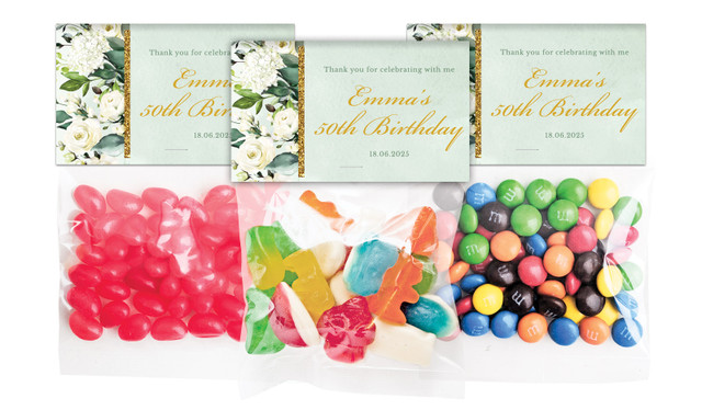 Elegant Greenery Personalised Lolly Bag With Topper