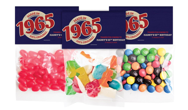 Made In Year Personalised Lolly Bag With Topper