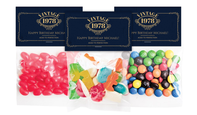 Vintage Year Personalised Lolly Bag With Topper