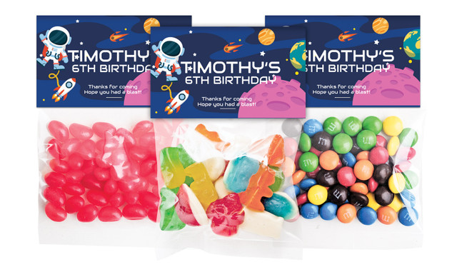Astronaut Birthday Personalised Lolly Bag With Topper