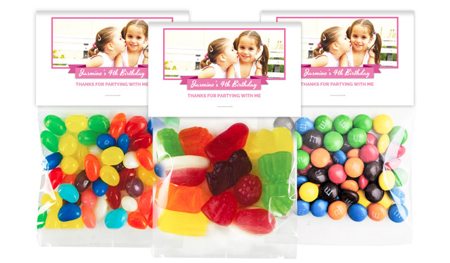 Banner Photo Pink Birthday Personalised Lolly Bag With Topper