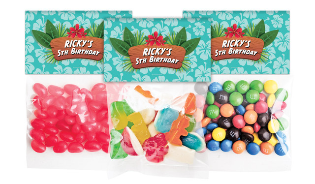 Hawaiian Luau Birthday Personalised Lolly Bag With Topper