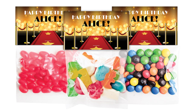 Hollywood Birthday Personalised Lolly Bag With Topper