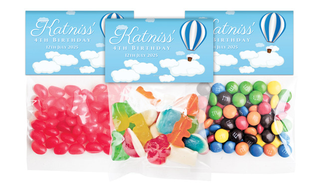 Hot Air Balloon Birthday Personalised Lolly Bag With Topper