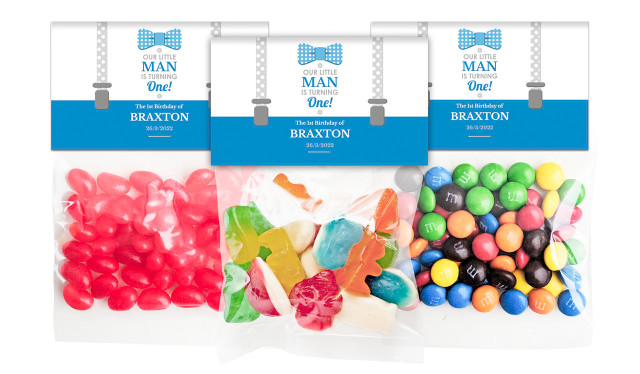 Little Man Birthday Personalised Lolly Bag With Topper