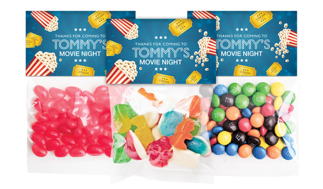 Movie Night Birthday Personalised Lolly Bag With Topper