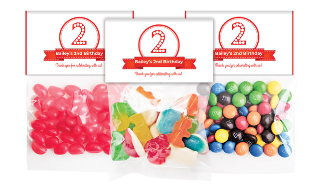 Number In Red Birthday Personalised Lolly Bag With Topper