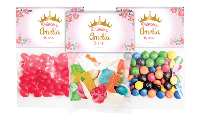 Princess Tiara Birthday Personalised Lolly Bag With Topper