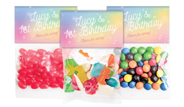 Rainbow Sparkle Birthday Personalised Lolly Bag With Topper