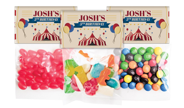 Retro Circus Birthday Personalised Lolly Bag With Topper