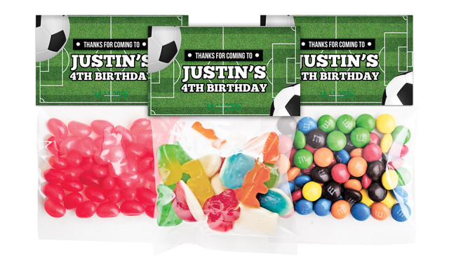Soccer Birthday Personalised Lolly Bag With Topper