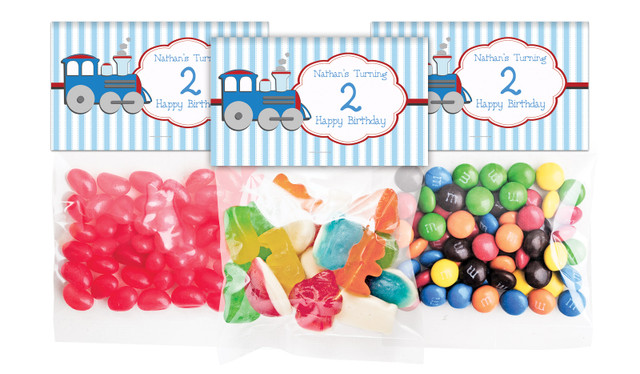 Toy Train Birthday Personalised Lolly Bag With Topper