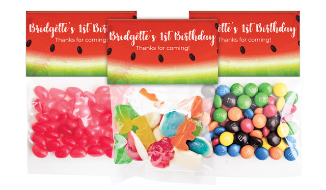 Watermelon Party Birthday Personalised Lolly Bag With Topper
