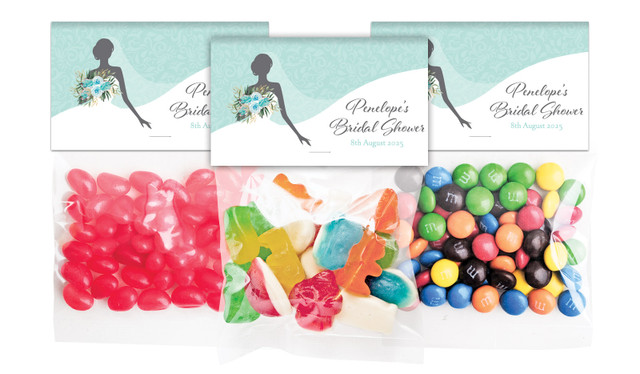 Bridal Dress Bridal Shower Personalised Lolly Bag With Topper