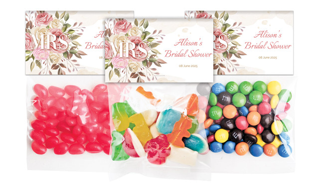 Mrs Floral Bridal Shower Personalised Lolly Bag With Topper