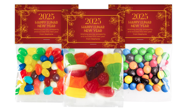 Cherry Blossoms Chinese New Year Personalised Lolly Bag With Topper