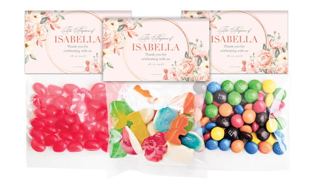 Classic Christening Personalised Lolly Bag With Topper