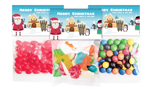 At The North Pole Christmas Personalised Lolly Bag With Topper