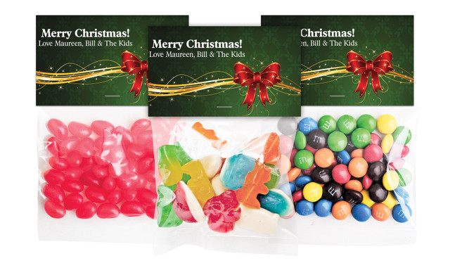 Christmas Bow Christmas Personalised Lolly Bag With Topper