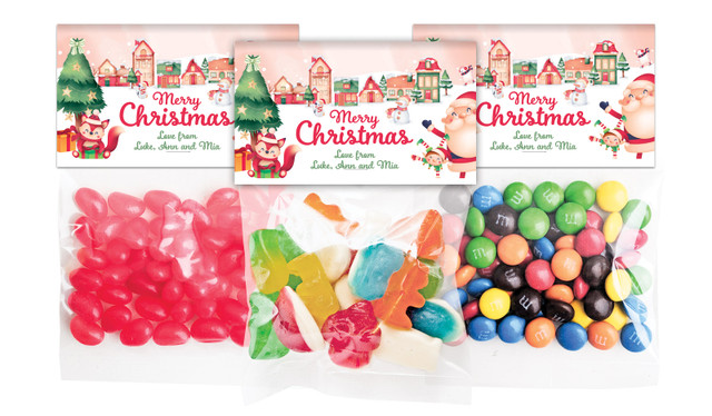 Christmas Village Christmas Personalised Lolly Bag With Topper