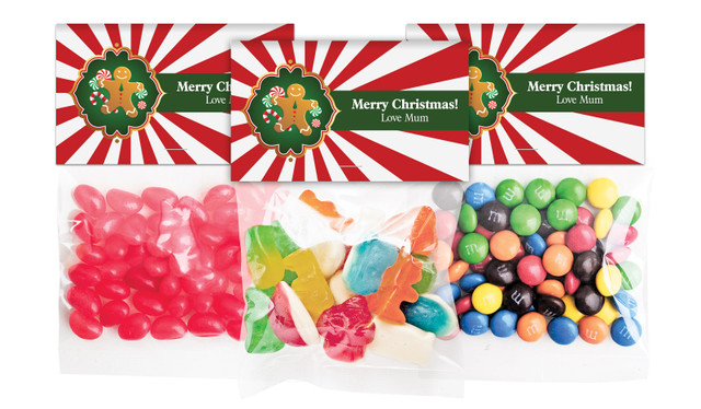 Gingerbread Man Christmas Personalised Lolly Bag With Topper