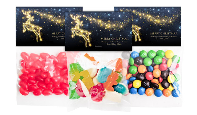 Glowing Reindeer Christmas Personalised Lolly Bag With Topper