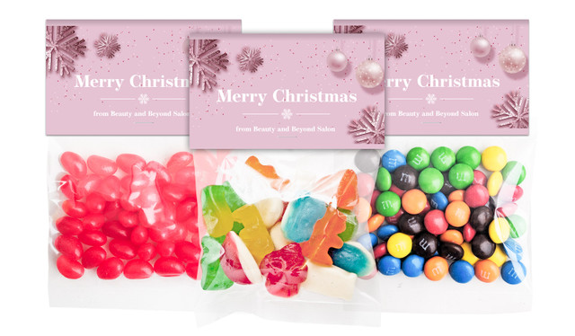 Pink Christmas Christmas Personalised Lolly Bag With Topper