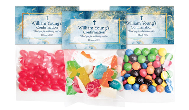 Abstract Background Confirmation Personalised Lolly Bag With Topper