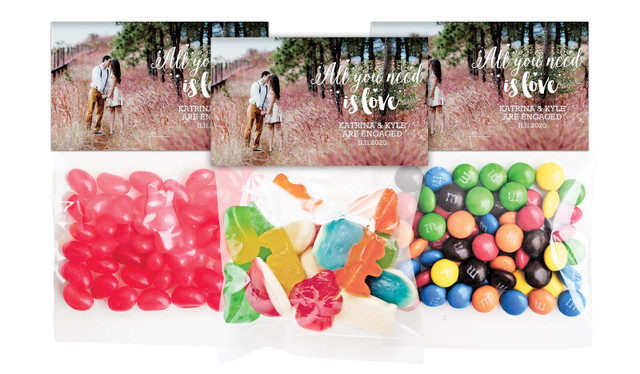 All You Need Is Love Engagement Personalised Lolly Bag With Topper