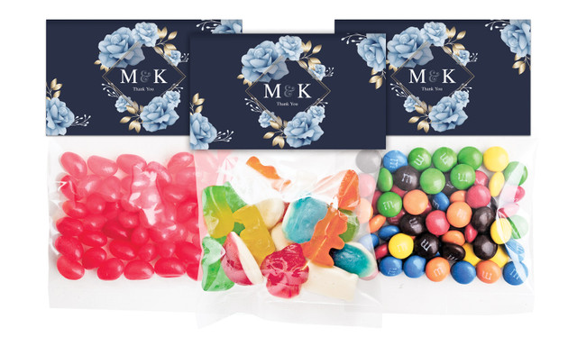 Flowers On Navy Engagement Personalised Lolly Bag With Topper