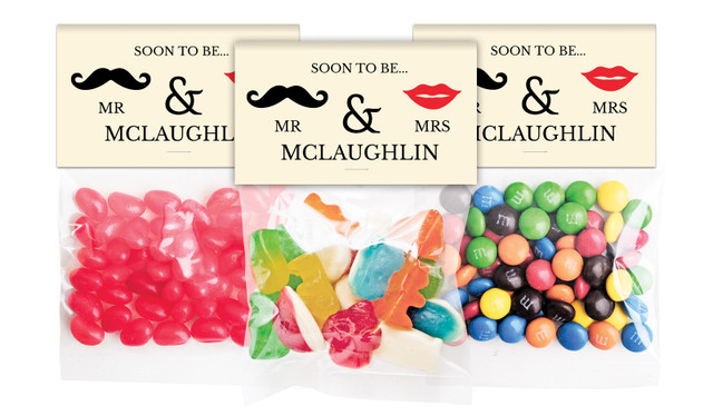 Mr & Mrs Engagement Personalised Lolly Bag With Topper