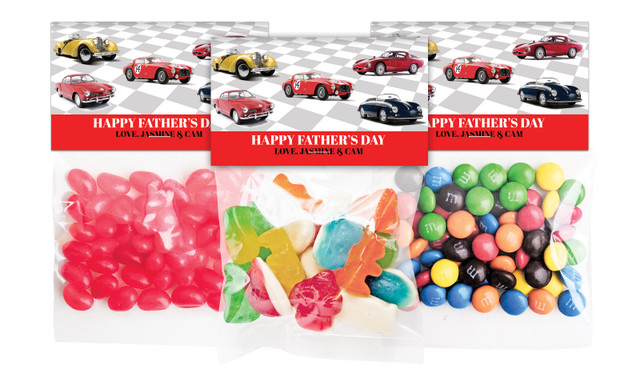 Cars Of Yesteryear Fathers Day Personalised Lolly Bag With Topper